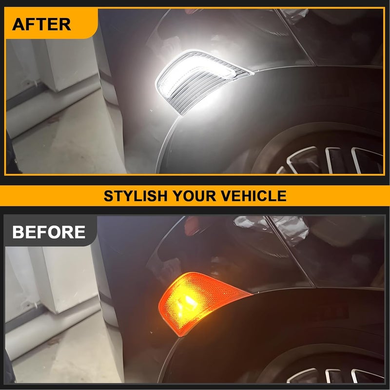Mynoway LED Side Marker Light Compatible with 2021-2024 Yukon/Yukon Denali/Yukon XL/Tahoe/Escalade/Suburban/Escalade ESV (Clear Lens White Light) - Image 2